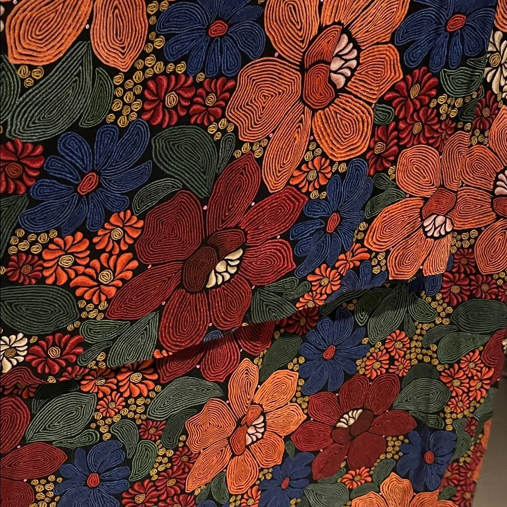 Farm Rio Black Stitched Flowers V Neck Maxi Dress from Anthropologie- Size Large - Picture 16 of 16